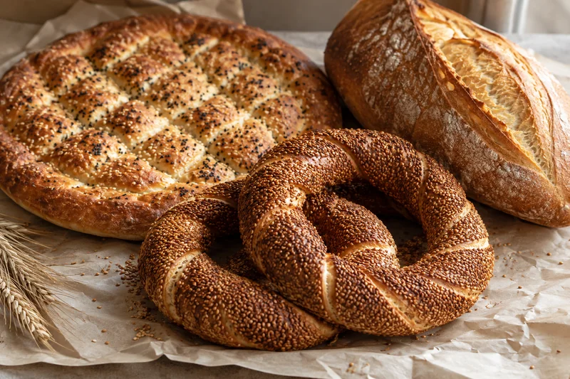 Simit, Pide und frisches Brot